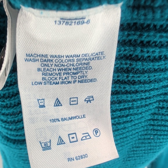Lands' End Tight Knit Button Front Pockets Cardigan Sweater Teal Green Size 2X - Picture 7 of 9